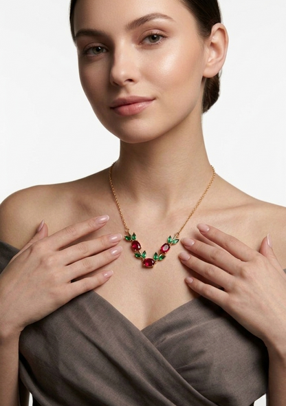 Ruby & Emerald Vine Statement Necklace