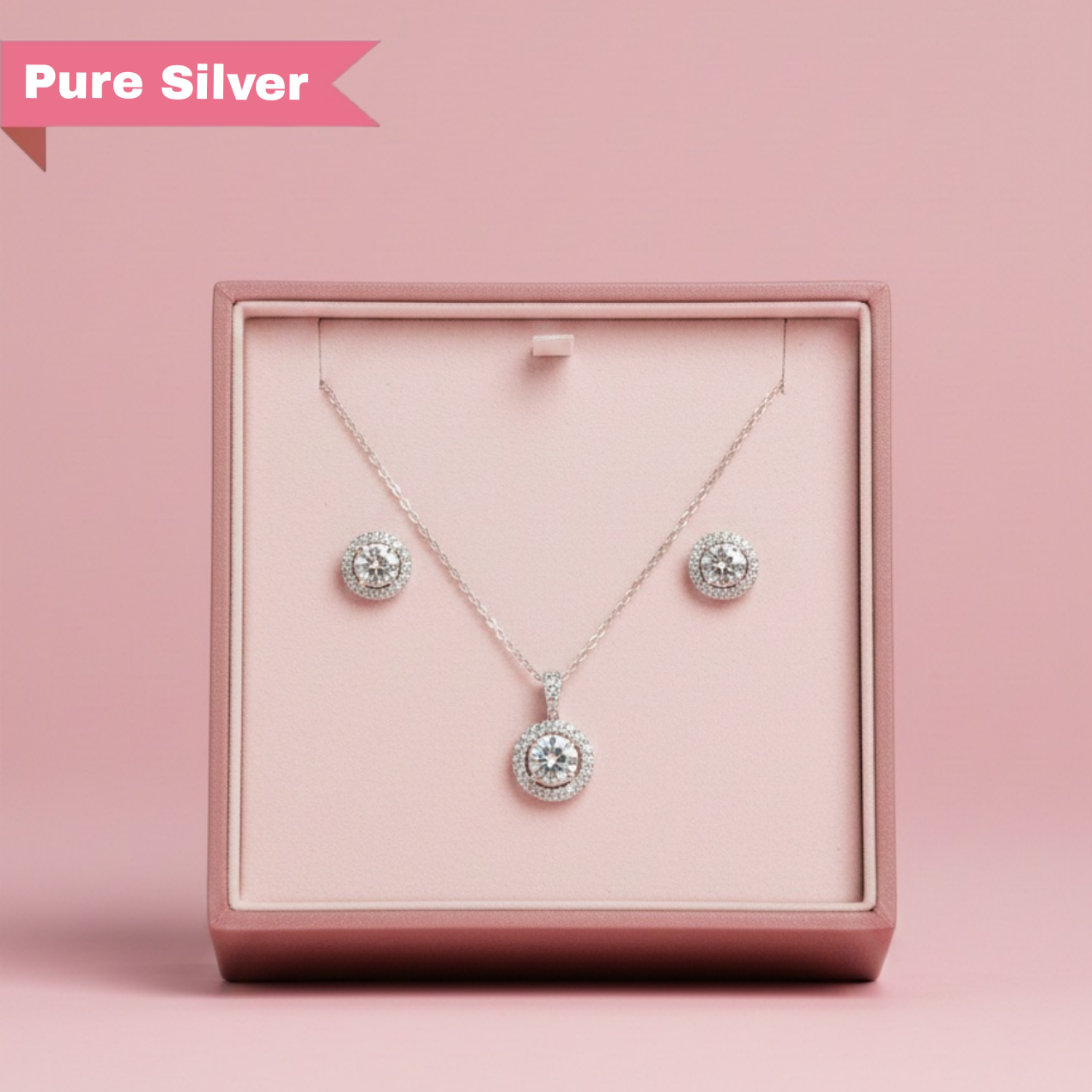 Eternal Halo Crystal Set 92.5 Sliver with Zirconia Diamond