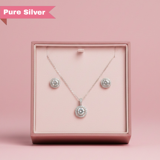 Eternal Halo Crystal Set 92.5 Sliver with Zirconia Diamond