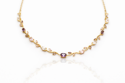 Tulip Cubic Zirconia Multi-Stone Gold Necklace