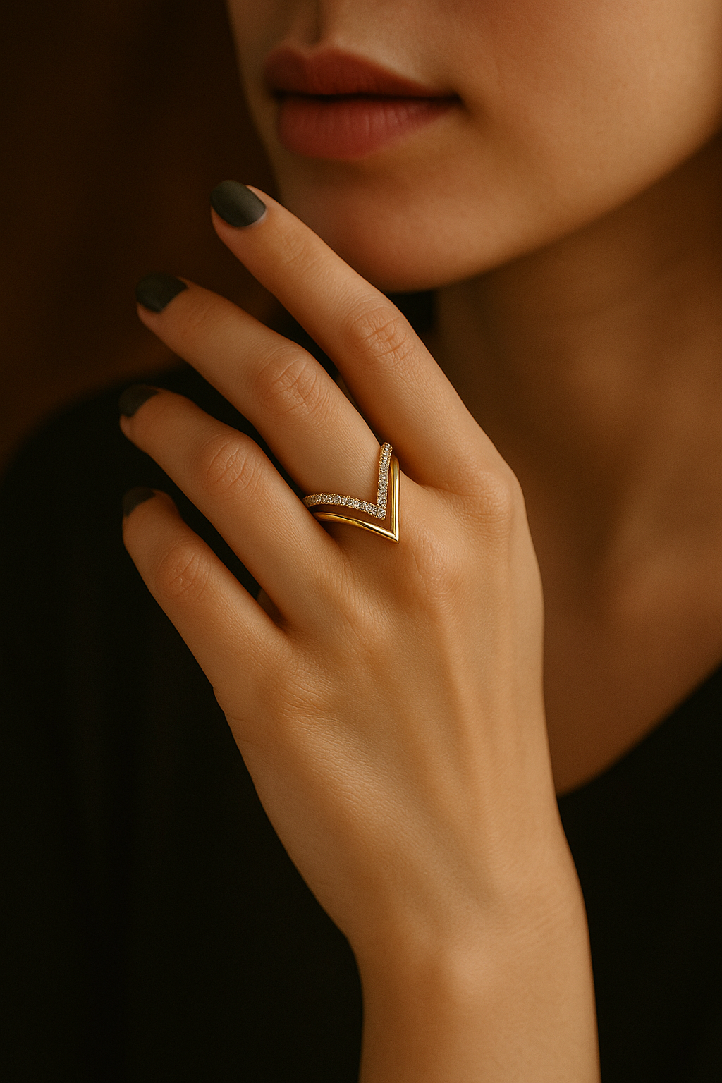 Aura V Ring.                 18k Gold Plated adjustable Size