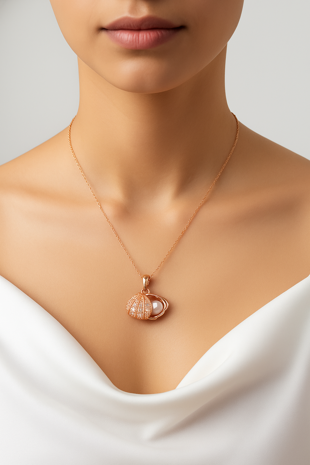 Oyster Pearl Necklace / Rose Gold Plated