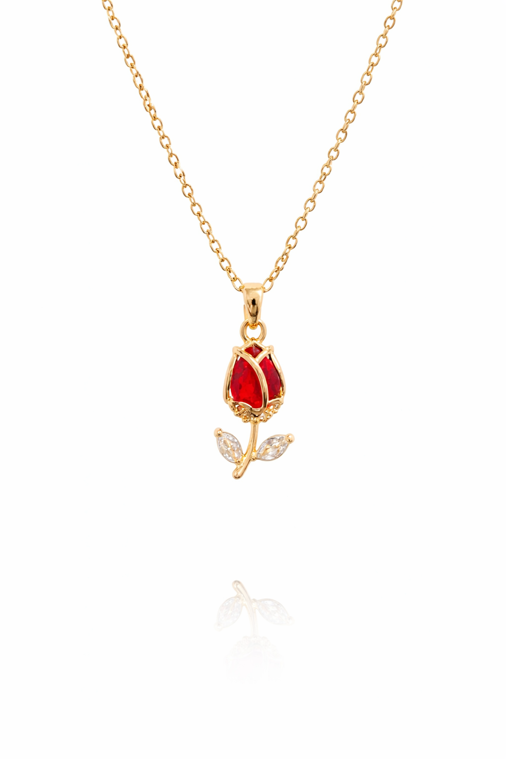 Crimson Rose Gold Pendant Necklace