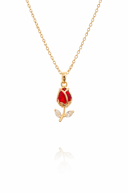 Crimson Rose Gold Pendant Necklace