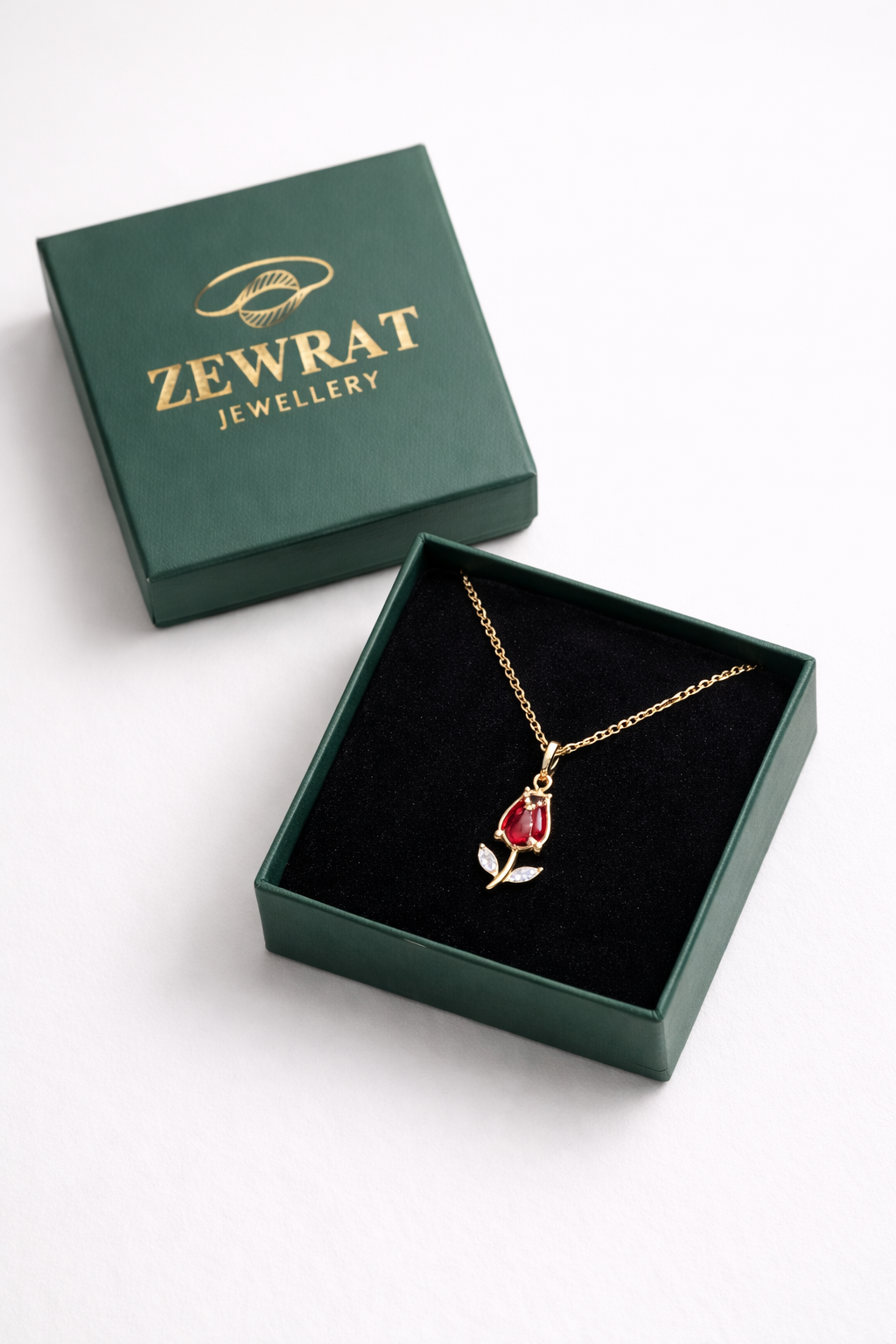 Crimson Rose Gold Pendant Necklace