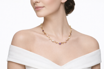 Tulip Cubic Zirconia Multi-Stone Gold Necklace