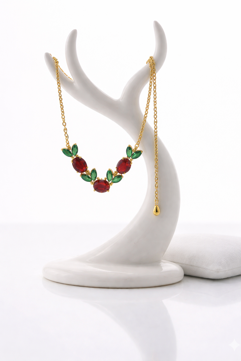 Ruby & Emerald Vine Statement Necklace