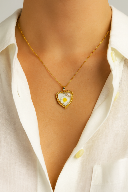 Heart Flower Pendant.     / Gold Plated