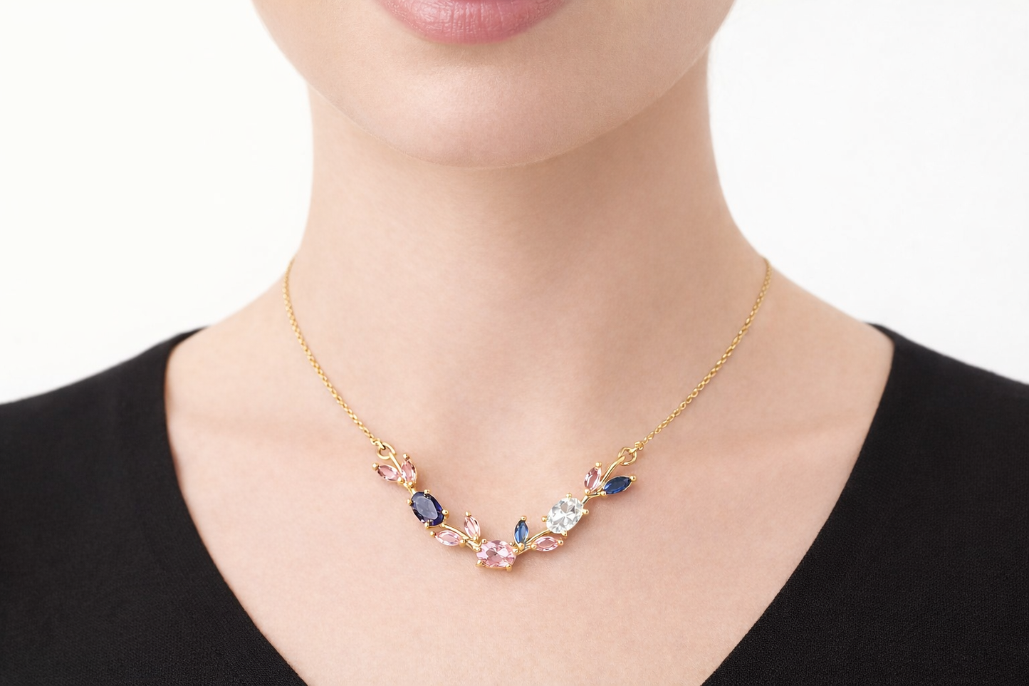 Blush Tulip Necklace 18K Gold Plated.