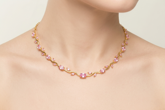 Tulip Pink Necklace 18K Gold Plated