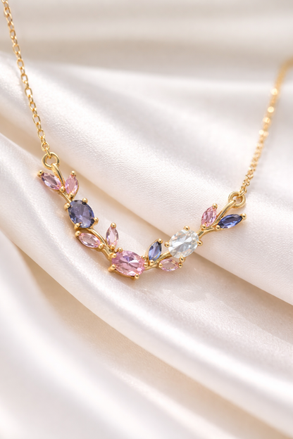 Blush Tulip Necklace 18K Gold Plated.