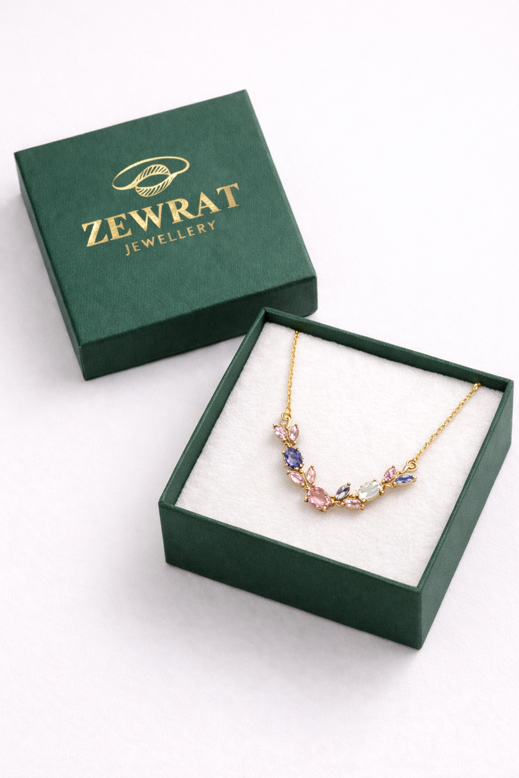 Blush Tulip Necklace 18K Gold Plated.