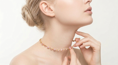Tulip Pink Necklace 18K Gold Plated