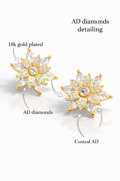 Floral Radiance Earrings 18k Gold Plated.